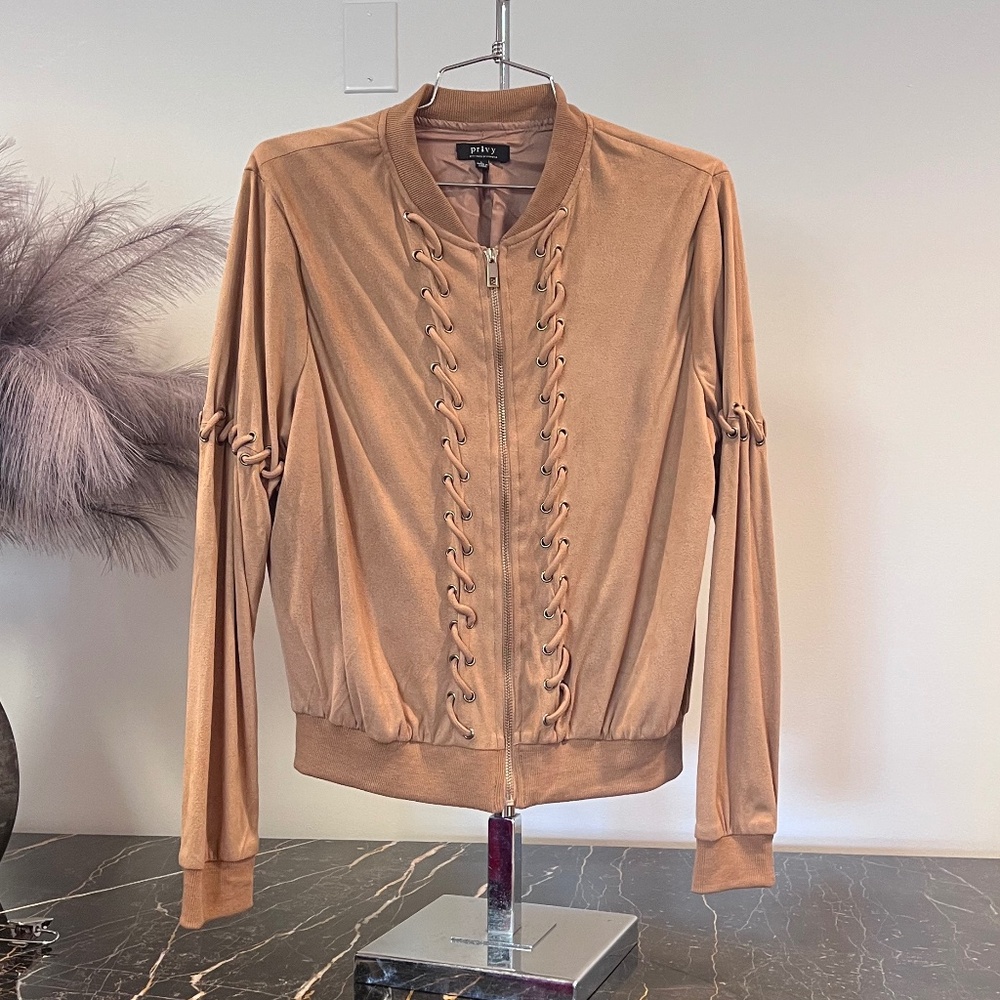 Privy faux suede zip up jacket